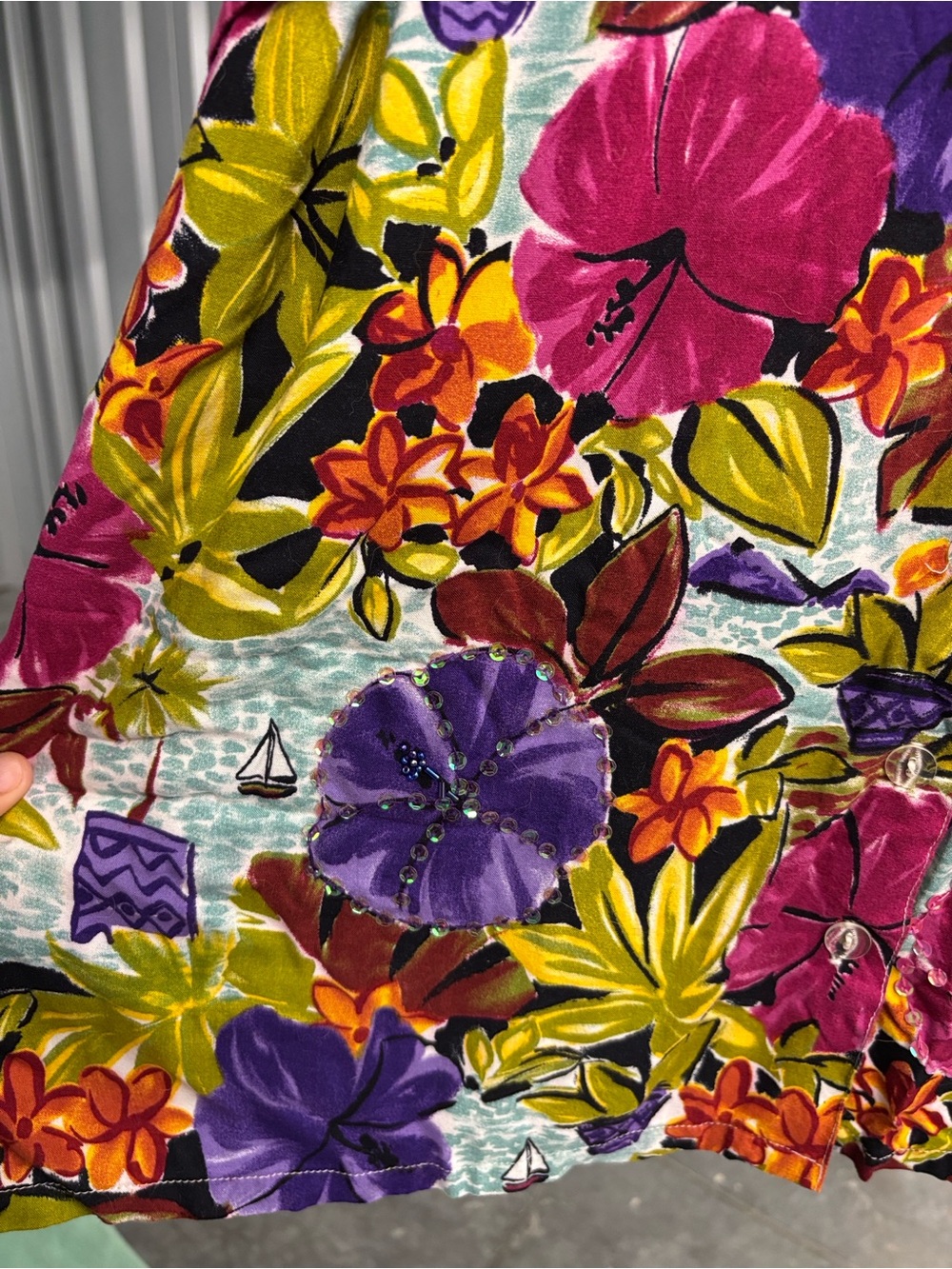 Liz & Me Floral Hawaiian Button-Up Shirt - Multicolor Bold Vibrant Tropical 3X - Picture 6 of 16